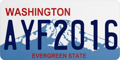 WA license plate AYF2016