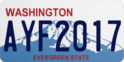 WA license plate AYF2017