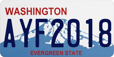 WA license plate AYF2018