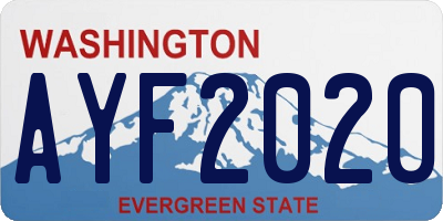 WA license plate AYF2020