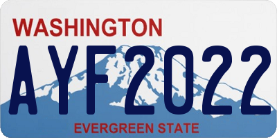 WA license plate AYF2022