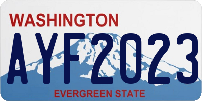 WA license plate AYF2023