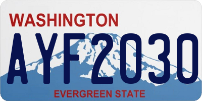 WA license plate AYF2030