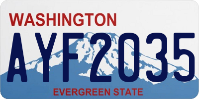 WA license plate AYF2035