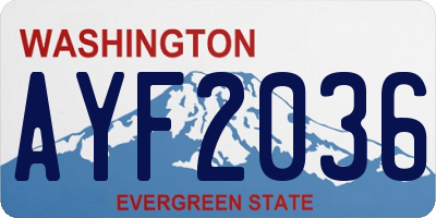 WA license plate AYF2036