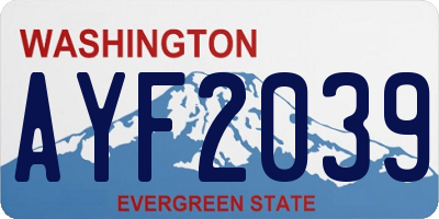 WA license plate AYF2039