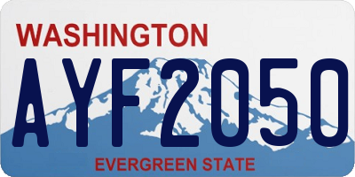 WA license plate AYF2050