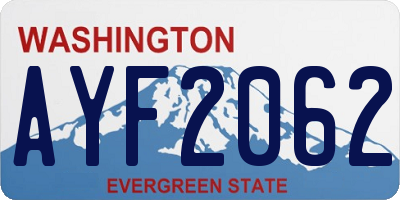 WA license plate AYF2062