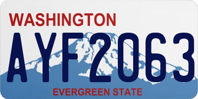WA license plate AYF2063