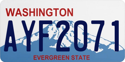 WA license plate AYF2071