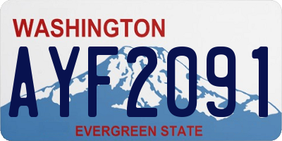 WA license plate AYF2091