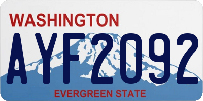 WA license plate AYF2092