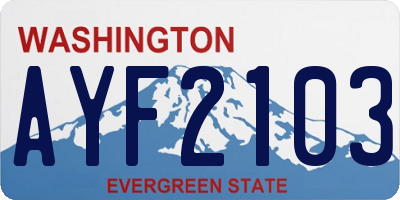 WA license plate AYF2103