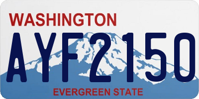 WA license plate AYF2150