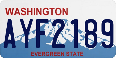 WA license plate AYF2189