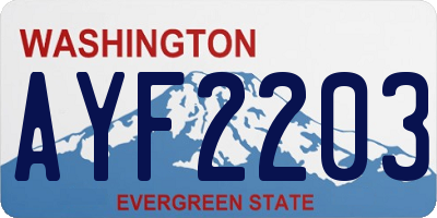WA license plate AYF2203