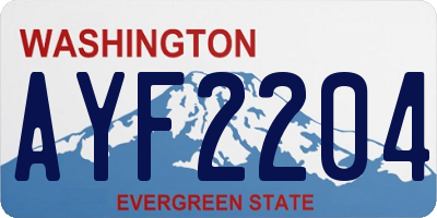 WA license plate AYF2204