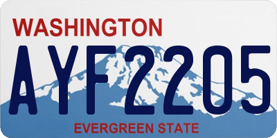 WA license plate AYF2205