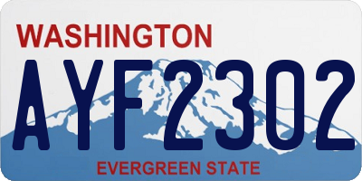 WA license plate AYF2302