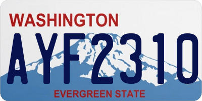 WA license plate AYF2310