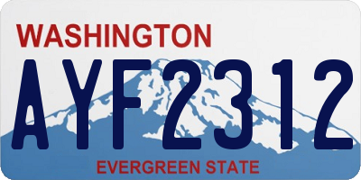 WA license plate AYF2312