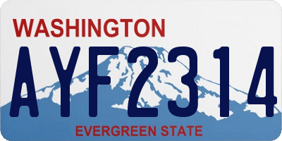 WA license plate AYF2314