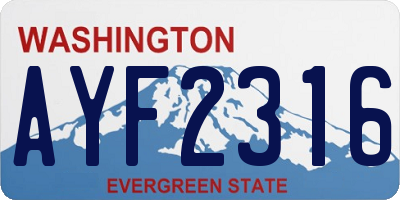 WA license plate AYF2316