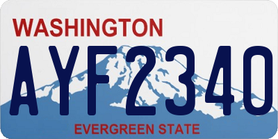 WA license plate AYF2340