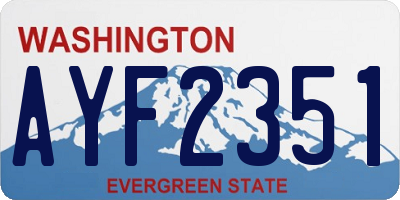 WA license plate AYF2351