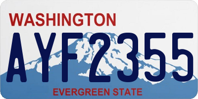 WA license plate AYF2355