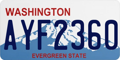 WA license plate AYF2360
