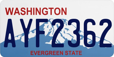 WA license plate AYF2362