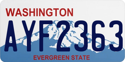 WA license plate AYF2363