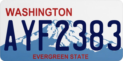 WA license plate AYF2383