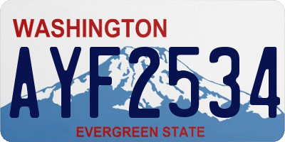 WA license plate AYF2534
