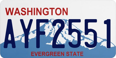 WA license plate AYF2551