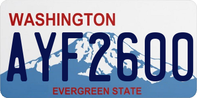 WA license plate AYF2600