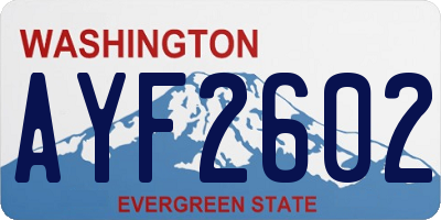WA license plate AYF2602