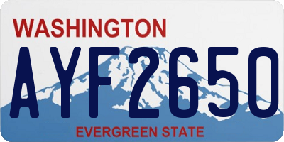 WA license plate AYF2650