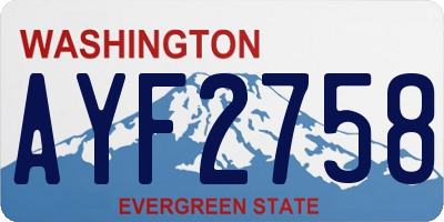 WA license plate AYF2758