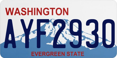 WA license plate AYF2930