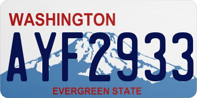 WA license plate AYF2933