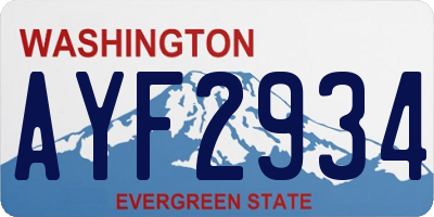 WA license plate AYF2934