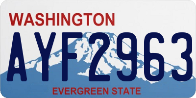 WA license plate AYF2963
