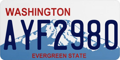 WA license plate AYF2980