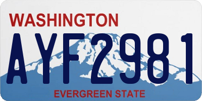 WA license plate AYF2981