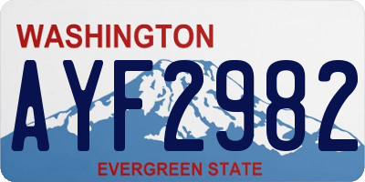 WA license plate AYF2982