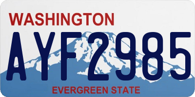 WA license plate AYF2985