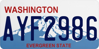 WA license plate AYF2986