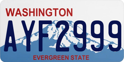 WA license plate AYF2999